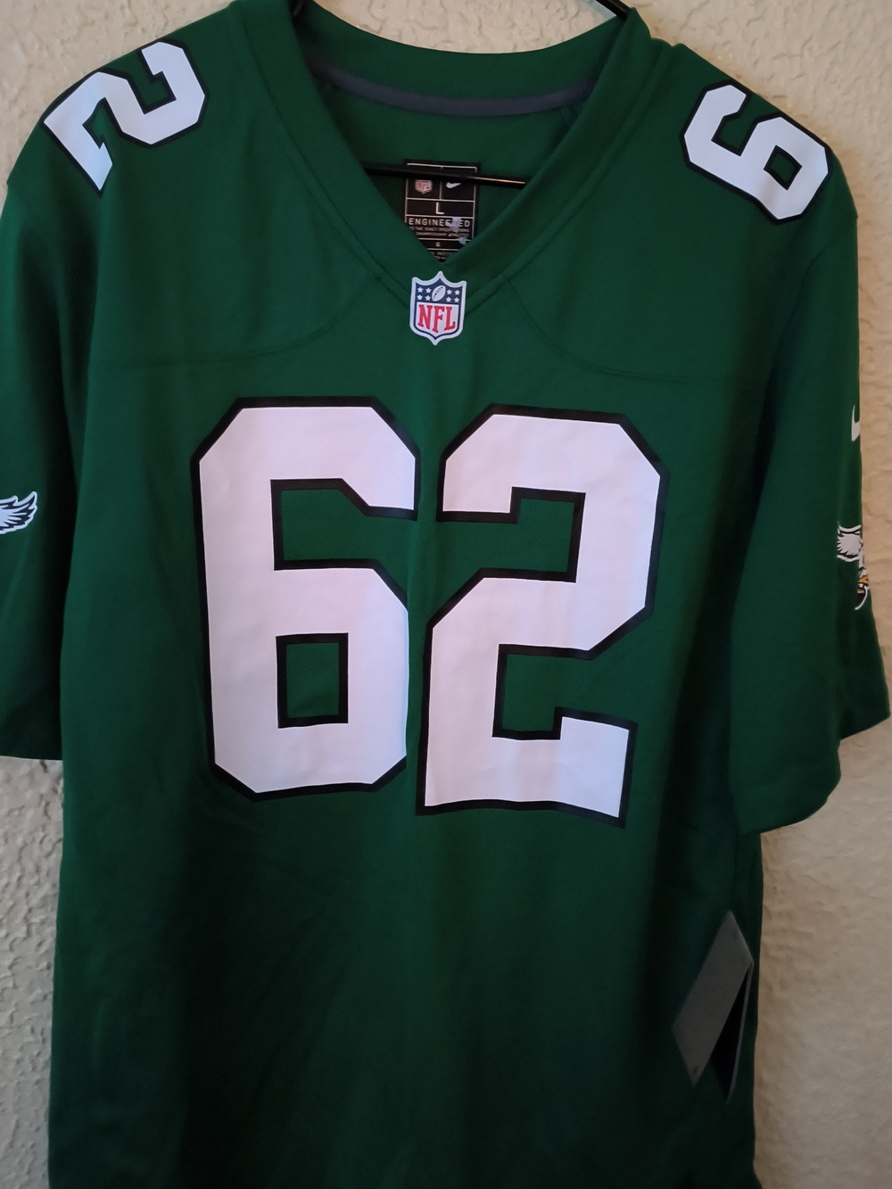 NFL Green #62 Men's Football Jersey with White Numerals